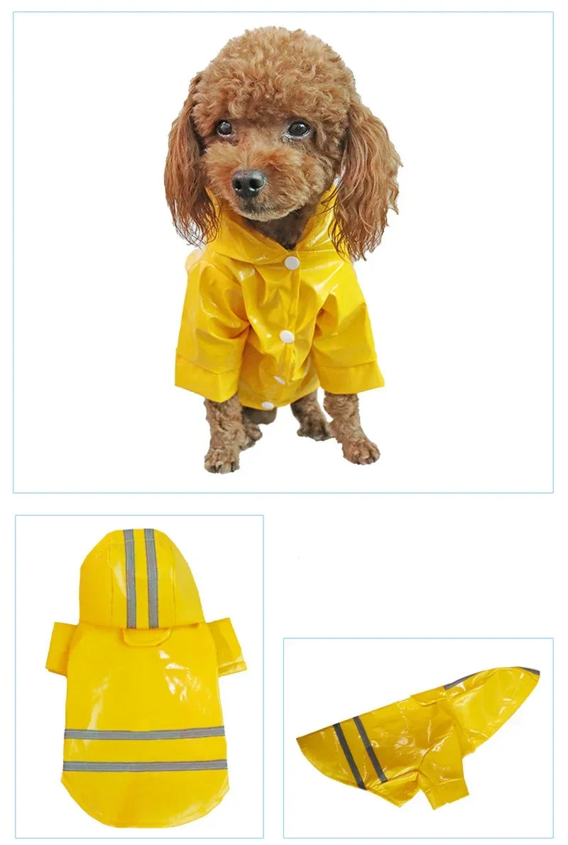 Capa de chuva para cachorro pequeno, impermeável e refletiva, à prova de vento, para cachorros e gatos, capa de chuva para chihuahua, bulldog, animais de estimação, capa, poncho, roupas