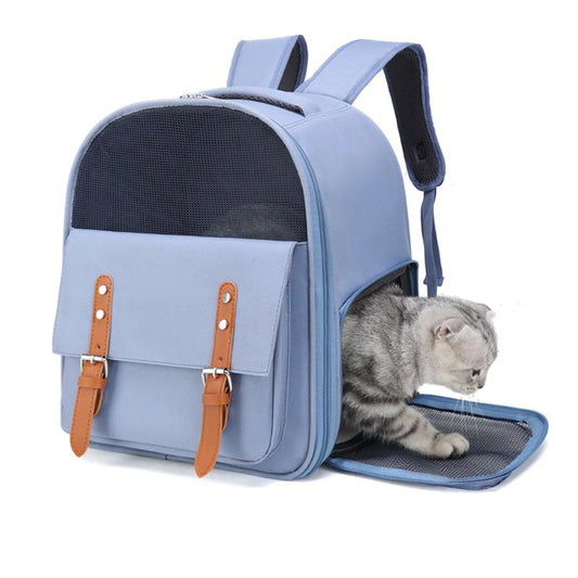 Mochila portátil para transporte de gatos - Oxford respirável e malha, alças ajustáveis ​​39 x 32 x 25 cm (15,3 x 12,5 x 9,8 pol.) para veterinário/viagem