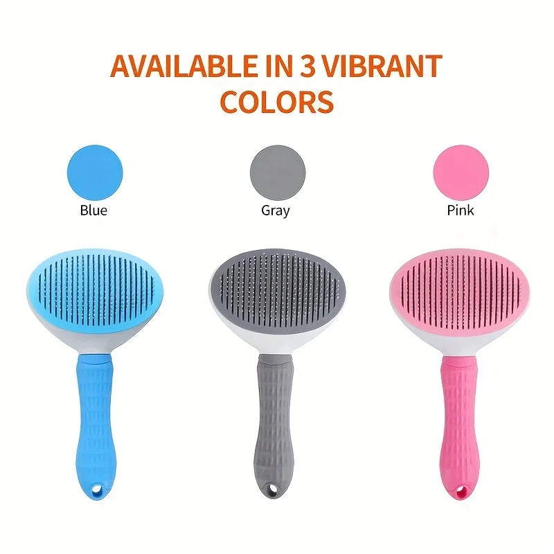 Pente de remoção de pelos de animais de estimação com um clique para limpeza sem esforço de cães e gatos - Escova flutuante para remoção de pelos com função automática