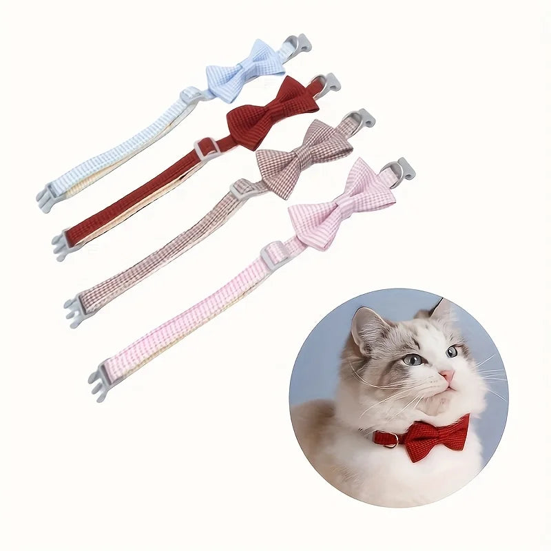1 peça ajustável coleira xadrez para gato com nó - perfeita para vestir em festas e uso diário