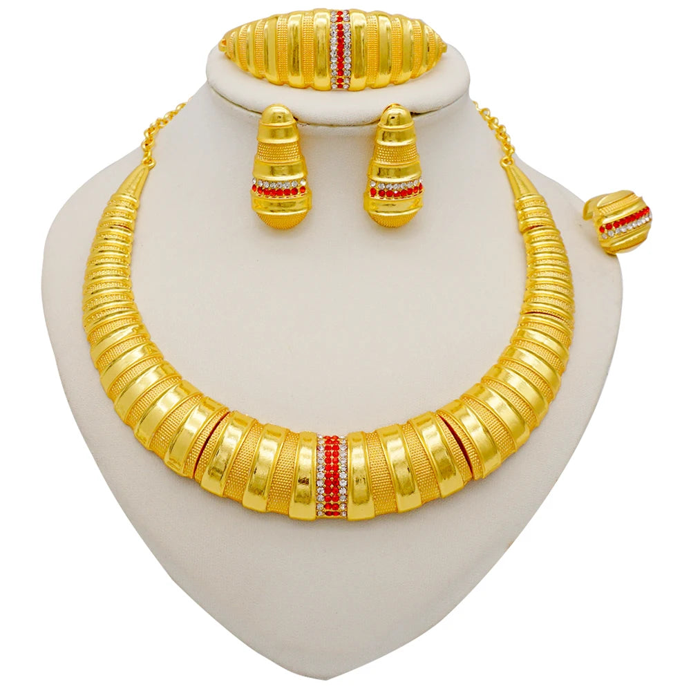 Conjuntos de joias finas 2023 para mulheres, presentes de casamento, colar, pulseira, brincos, anel, joias com contas africanas