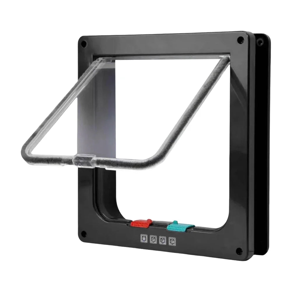 Porta magnética para gatos com trava de segurança de 4 vias para gatos, portão pequeno de plástico ABS controlável para filhotes, segurança para entrada e saída de gatinhos