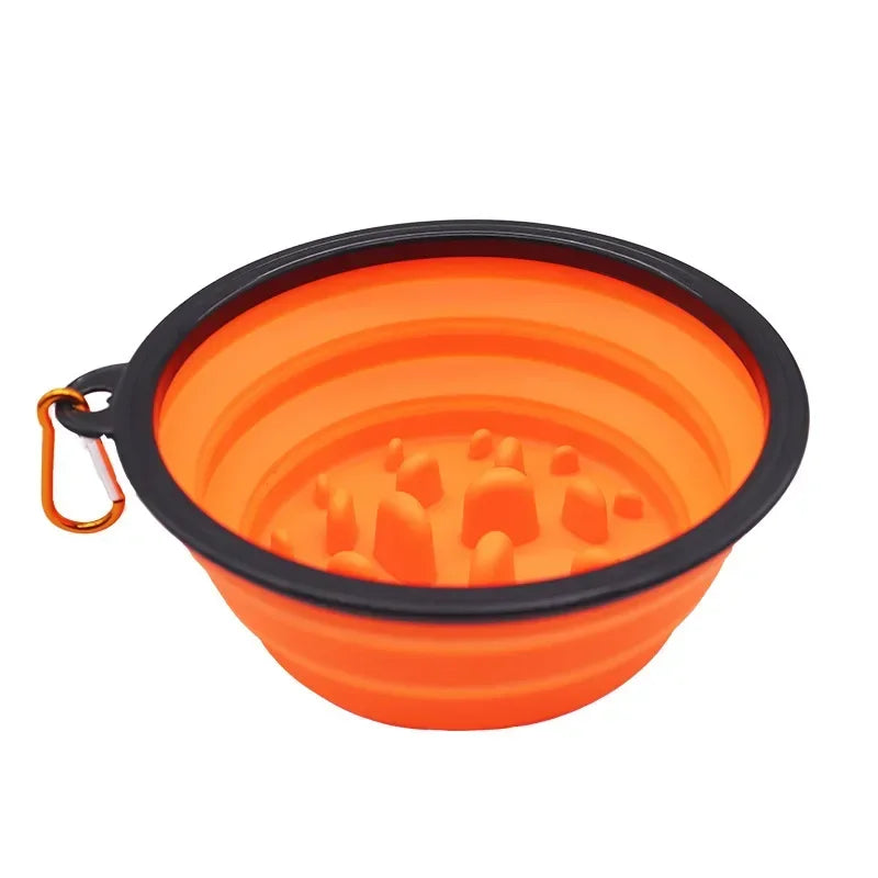Tigela dobrável de silicone para animais de estimação, tigela de comida lenta para cães, tigela portátil para cães ao ar livre, utensílios de mesa, tigelas de arroz para cães e garrafa de água para cães