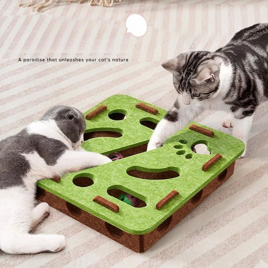 Brinquedo de quebra-cabeça para gatos, caixa de feltro, brinquedo de exercício para gatos com bola, entretenimento esportivo interno, brinquedos de caça para gatos domésticos