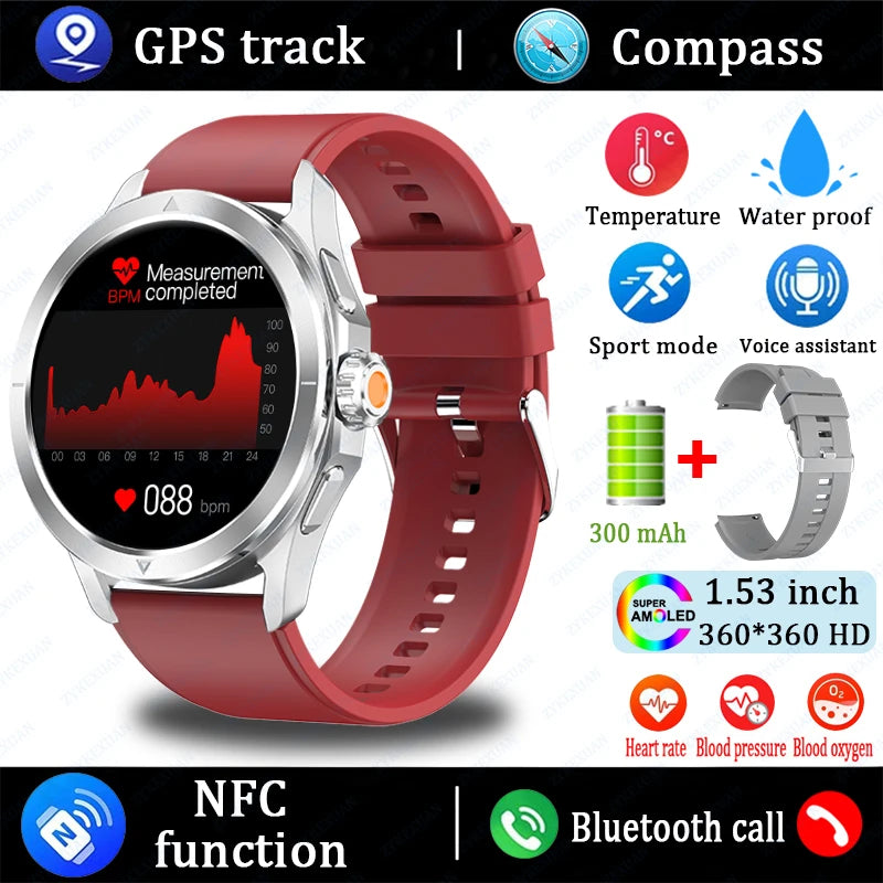 Novo 2025 para Xiaomi S4 Ultra Smart Watch Masculino AMOLED Esporte ao Ar Livre NFC GPS Rastreador de Frequência Cardíaca À Prova D'água Bluetooth Chamada Smartwatch