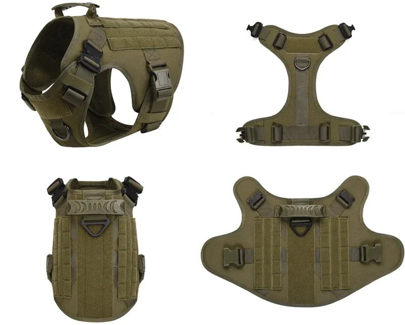 Colete militar tático para animais de estimação, pastor alemão, golden retriever, conjunto de arreios e guia para cães de todas as raças