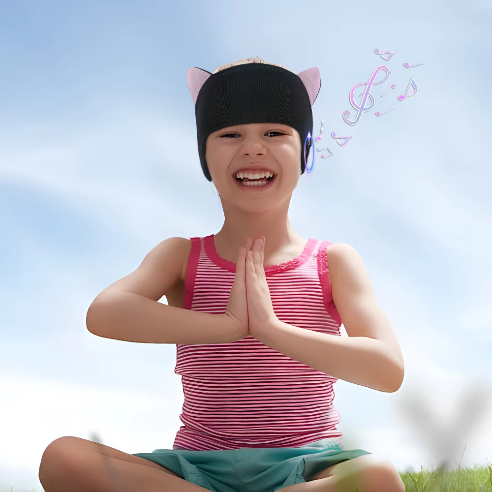 Kids Wireless Headphones Sleep Mask Headband With Microphone Headphones For Kids with Stereo Sound Foldable Kids Headphones