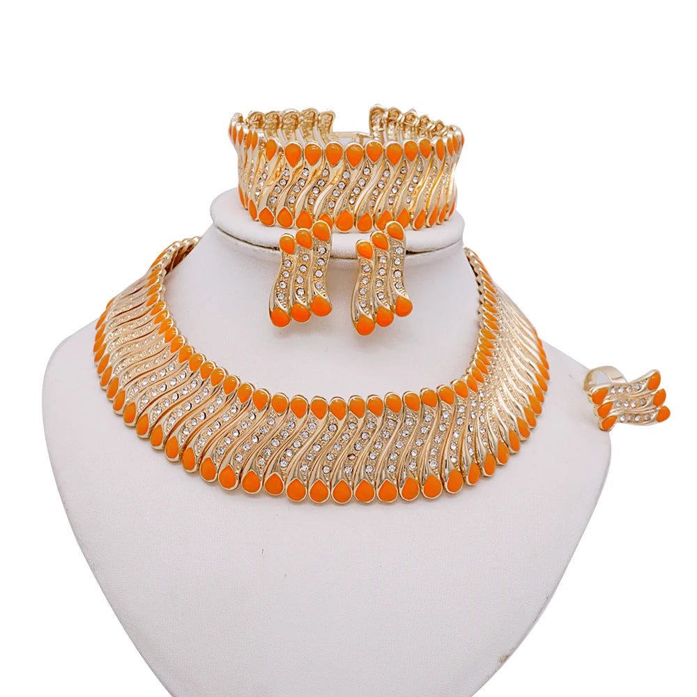 Conjuntos de joias finas 2023 para mulheres, presentes de casamento, colar, pulseira, brincos, anel, joias com contas africanas