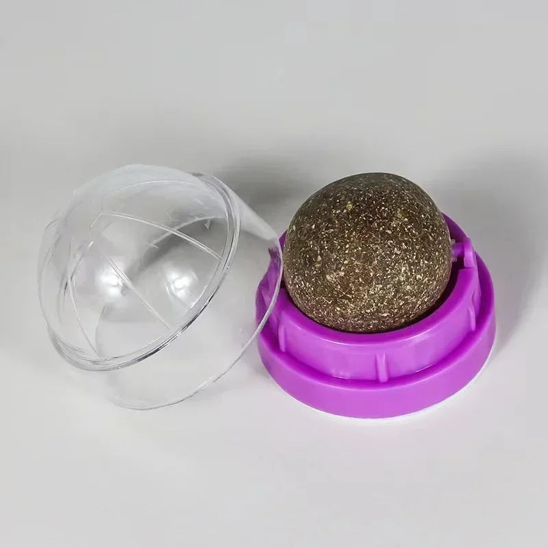Brinquedo adesivo de parede para gatos Catnip, bola arranhadora, petiscos saudáveis ​​e naturais, remove bolas para promover a digestão, petisco de grama para gatos
