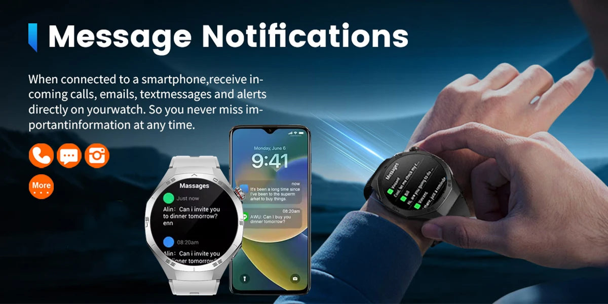 2025 Novo para Android e iOS Smart Watch Masculino Tela AMOLED GPS Trajetória de movimento Frequência cardíaca Bluetooth Chamadas SmartWatch à prova d'água