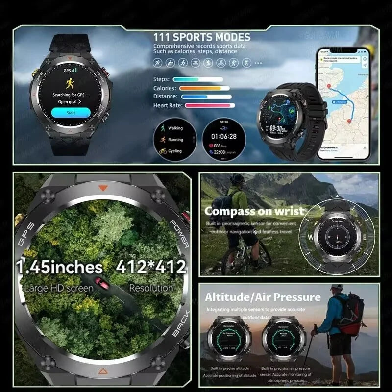 Novo relógio inteligente esportivo Xiaomi com GPS, à prova d'água, rastreador fitness, chamada Bluetooth, bateria de 650 mAh, pulseira feminina, 2025