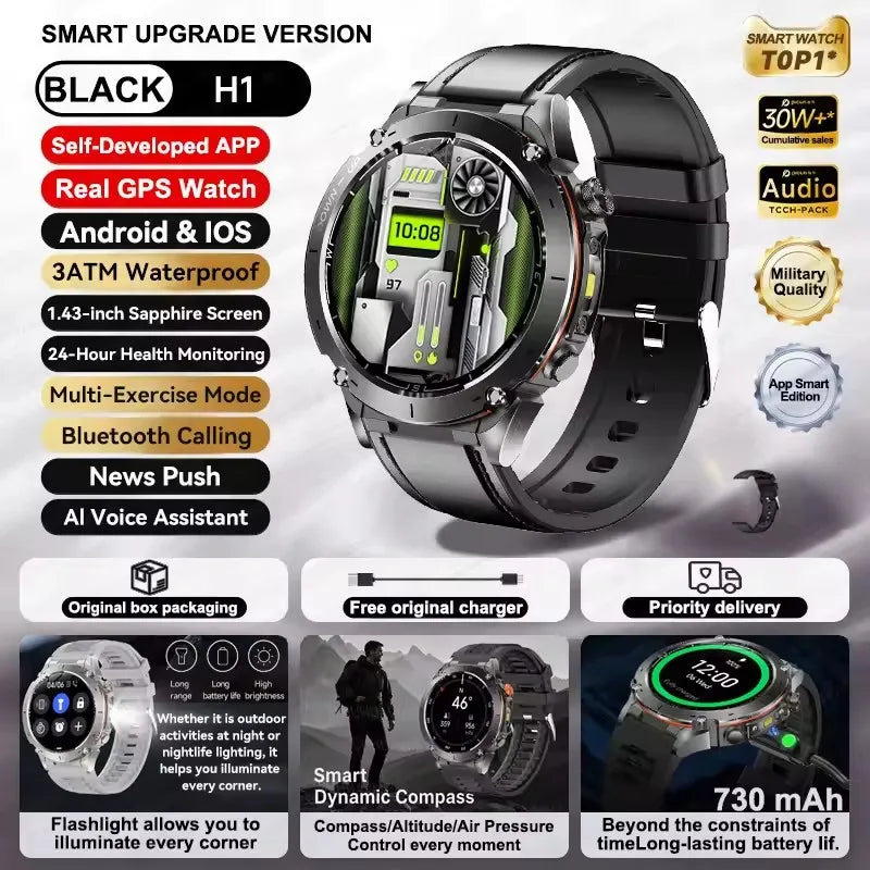 Novo relógio inteligente Xiaomi IOS Ultra GPS 2025, à prova d'água, 10ATM, com bússola GNSS de banda dupla integrada, esportivo militar, masculino, pulseira de natação