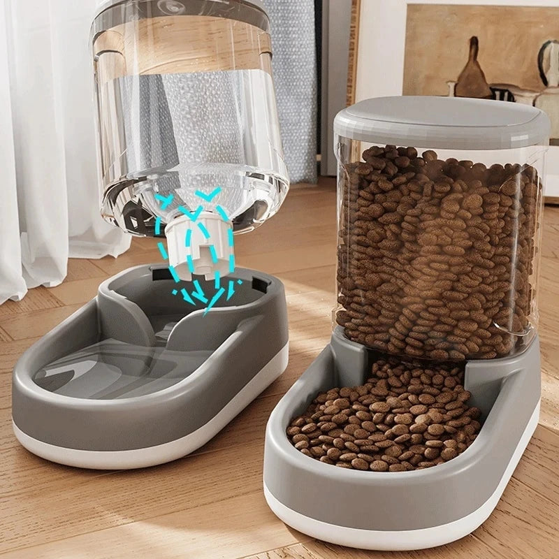 &amp; Cão Gato Alimentador Automático de Gravidade para Animais de Estimação Grande Capacidade Dispositivo de Água Potável Comida para Cães e Gatos Economize Esforço Acessório para Beber Animais de Estimação