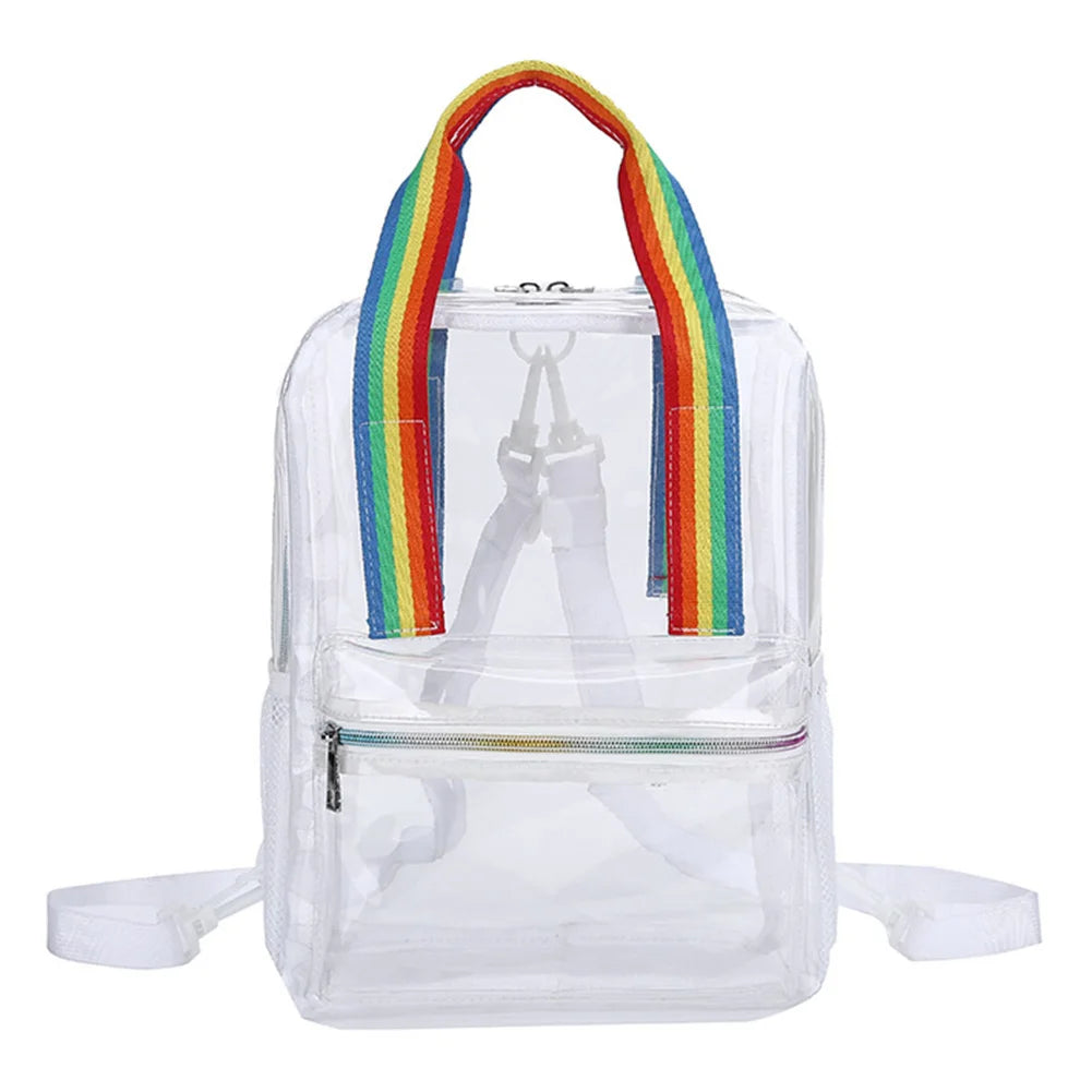 Mochila transparente de PVC para esportes ao ar livre, fitness, casual, viagem, visível, grande capacidade, à prova d'água, alça superior, mochila escolar