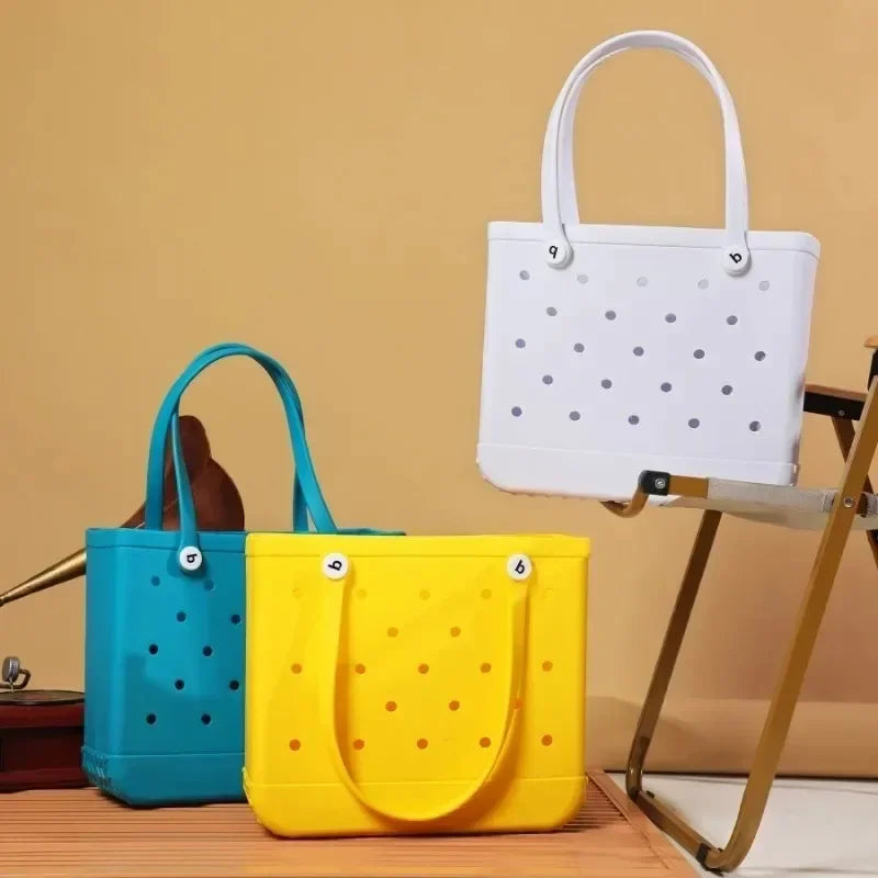 EVA Beach Jelly Bag Rubber Waterproof Shoulder Handbag Large Capacity Portable Travel Handbag Summer Pool Fashion Women Tote Bag