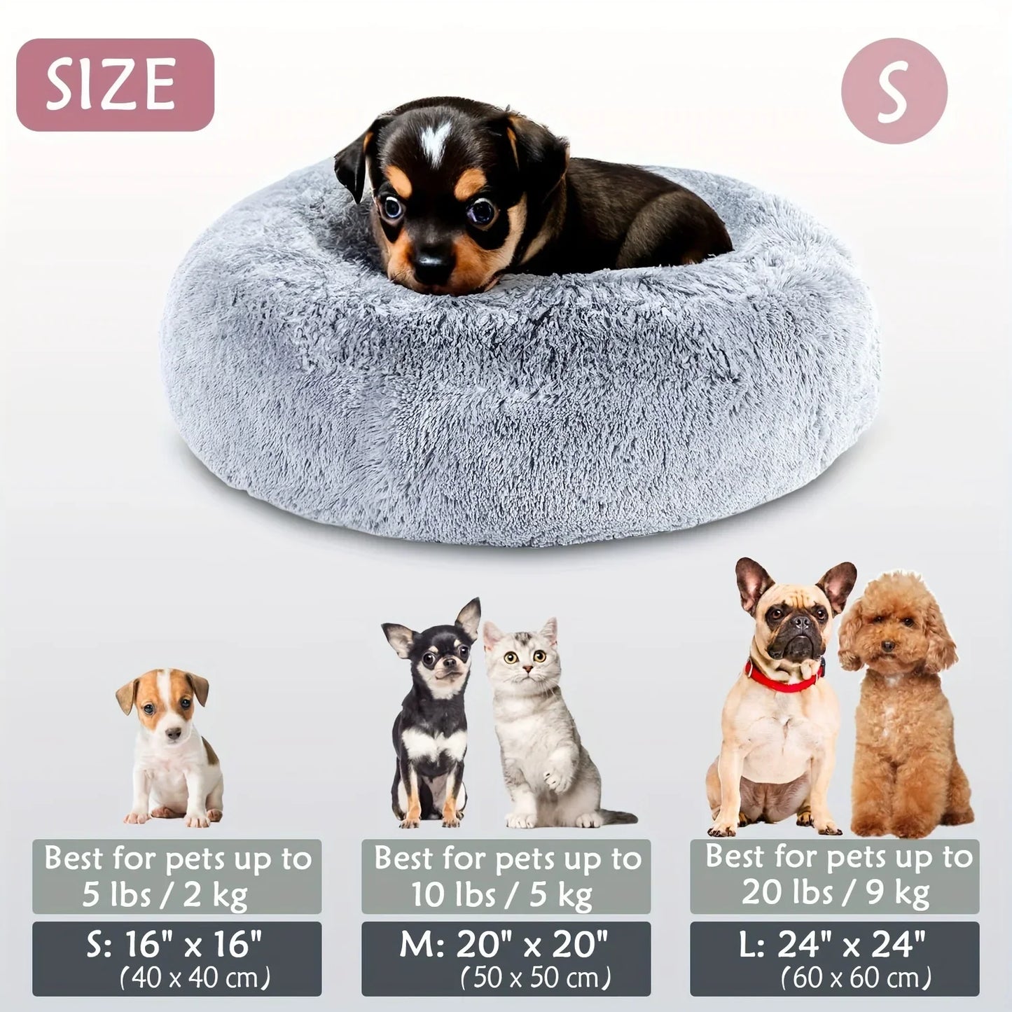 Cama redonda para animais de estimação para cães grandes, médios e pequenos, cama macia para gatos, cama longa e macia para cães, casa para cães, casa quente para dormir no inverno
