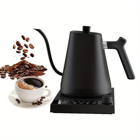 Design inteligente de pescoço de ganso termostático de 1000 W para café e chá, chaleira elétrica de aço inoxidável 304 com capacidade de 600 ml