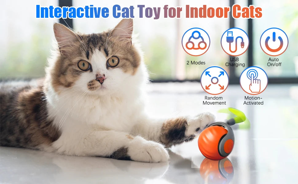 Novos brinquedos interativos para gatos, bola elétrica automática com rolamento, brinquedo para gatos, gatinhos, animais de estimação, provocador automático inteligente, brinquedo recarregável por USB para gatos