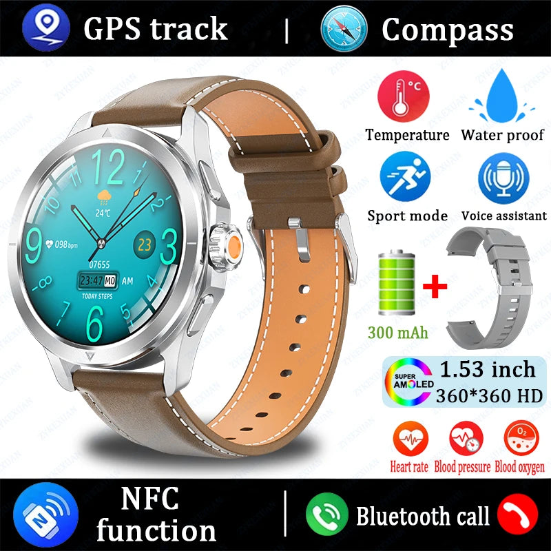 Novo 2025 para Xiaomi S4 Ultra Smart Watch Masculino AMOLED Esporte ao Ar Livre NFC GPS Rastreador de Frequência Cardíaca À Prova D'água Bluetooth Chamada Smartwatch