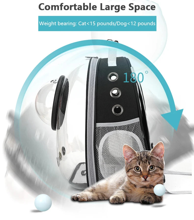 Bolsa de transporte para gatos e animais de estimação, mochilas para animais de estimação, respirável, portátil, transparente, bolsa de transporte para filhotes e cães, cápsula espacial