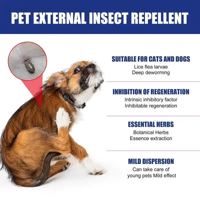 Spray removedor de pulgas para cães e gatos Limpeza da pele de animais de estimação Repelente externo de piolhos Carrapatos Spray para alívio e alívio