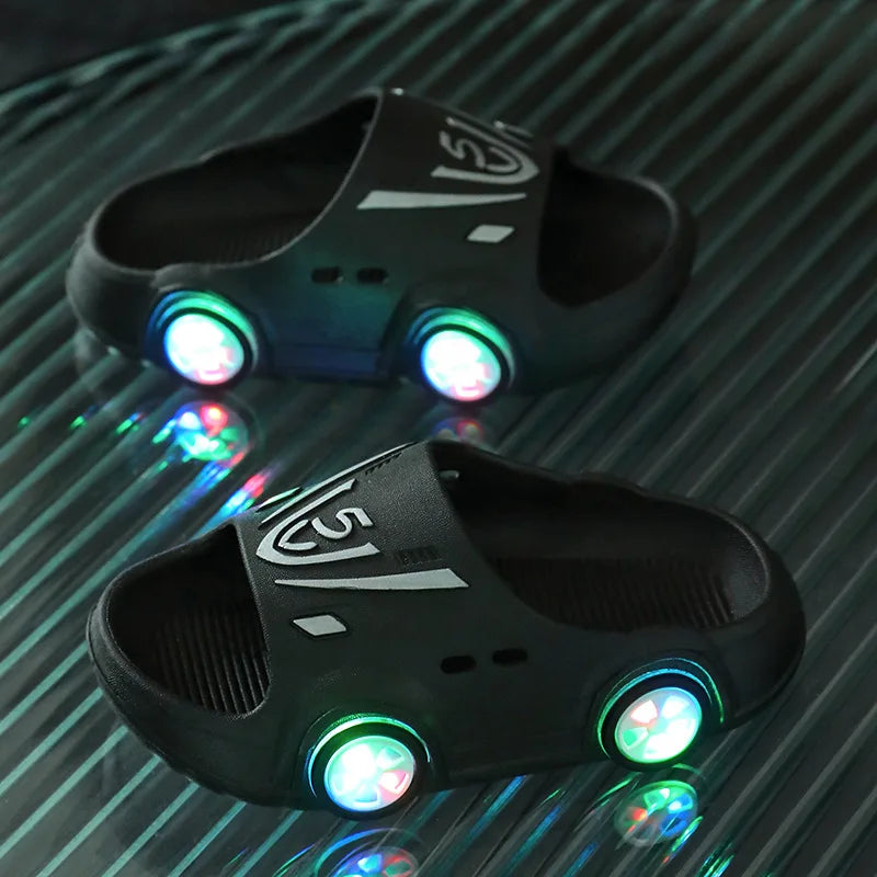 Sapatos SummerChild com Luzes LED, Pantufas para Bebê, Sandálias Antiderrapantes para Interior, Menino e Menina, Pantufas Luminosas para Crianças, Casa, Pais e Filhos