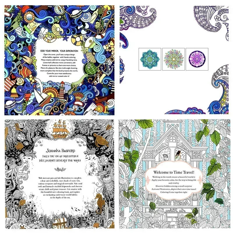 Livro de colorir de 24 páginas para crianças e adultos, alívio do estresse, matar o tempo, pintura faça você mesmo, livro de desenho, pintura, brinquedos educativos para crianças
