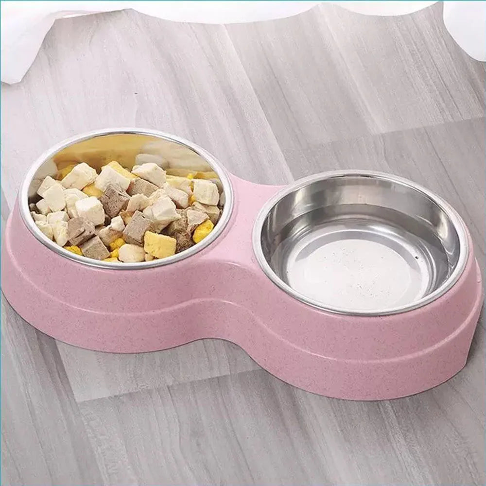 Tigela dupla para cães e gatos - Tigela 2 em 1 para comida e água para gatos médios, filhotes e suprimentos para alimentação de animais de estimação