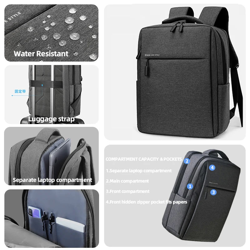 Mochila para laptop 40L durável de 17 polegadas para homens e mulheres com porta de carregador USB e capa para bagagem, bolsa resistente para faculdade para Macbook