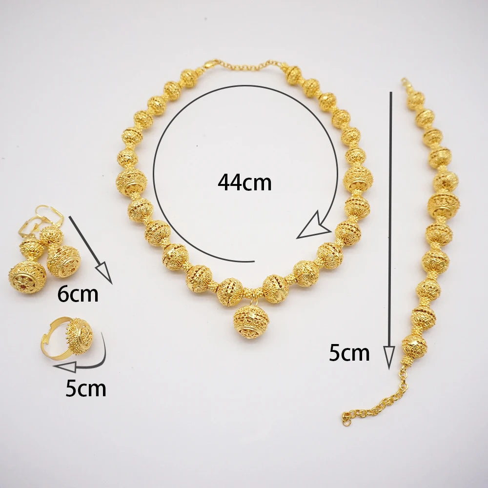 Conjuntos de joias finas 2023 para mulheres, presentes de casamento, colar, pulseira, brincos, anel, joias com contas africanas