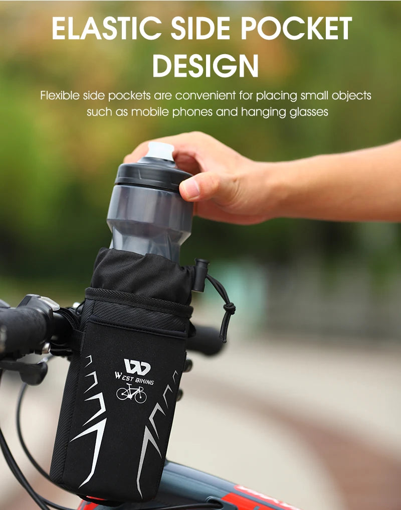WEST BIKING Suporte para Garrafa de Bicicleta Ciclismo Garrafa de Água Bolsa Refletiva Chaleira MTB Bicicleta de Estrada Bolsa de Guidão Acessórios