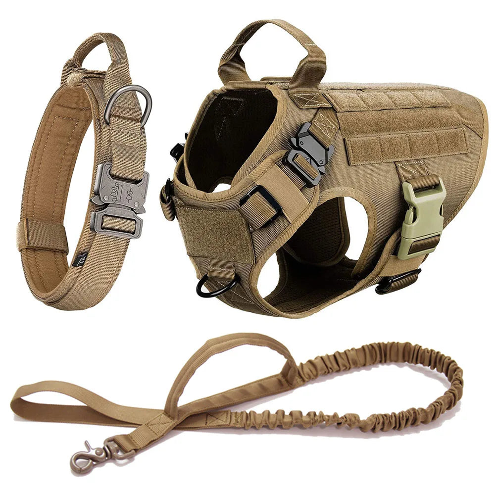 Conjunto de coleira e guia para cães grandes, colete tático para pastor alemão, para cães pequenos
