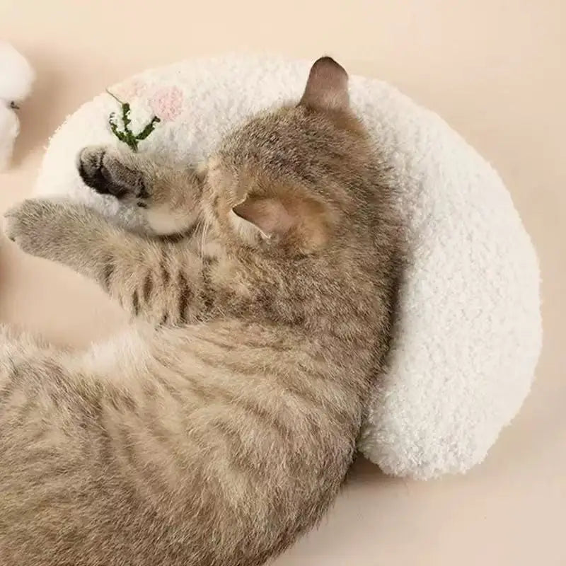 Almofada para animais de estimação, travesseiro de pelúcia para cães e gatos, almofada para dormir em lua, almofada para cães pequenos, suprimentos para animais de estimação