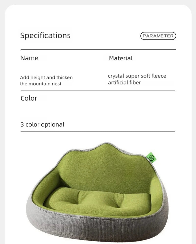 New dog bed with increased height and thickness, leaning against the mountain bed and pillow for neck protection, pet bed for sl