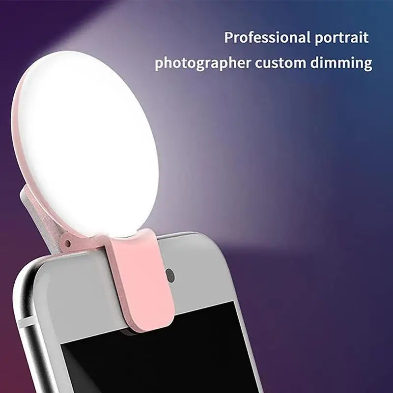 Luz de preenchimento universal para selfies em celulares, lâmpada LED portátil para vídeos ao vivo, acessórios para smartphones e iPhone, luz com clipe de carregamento USB