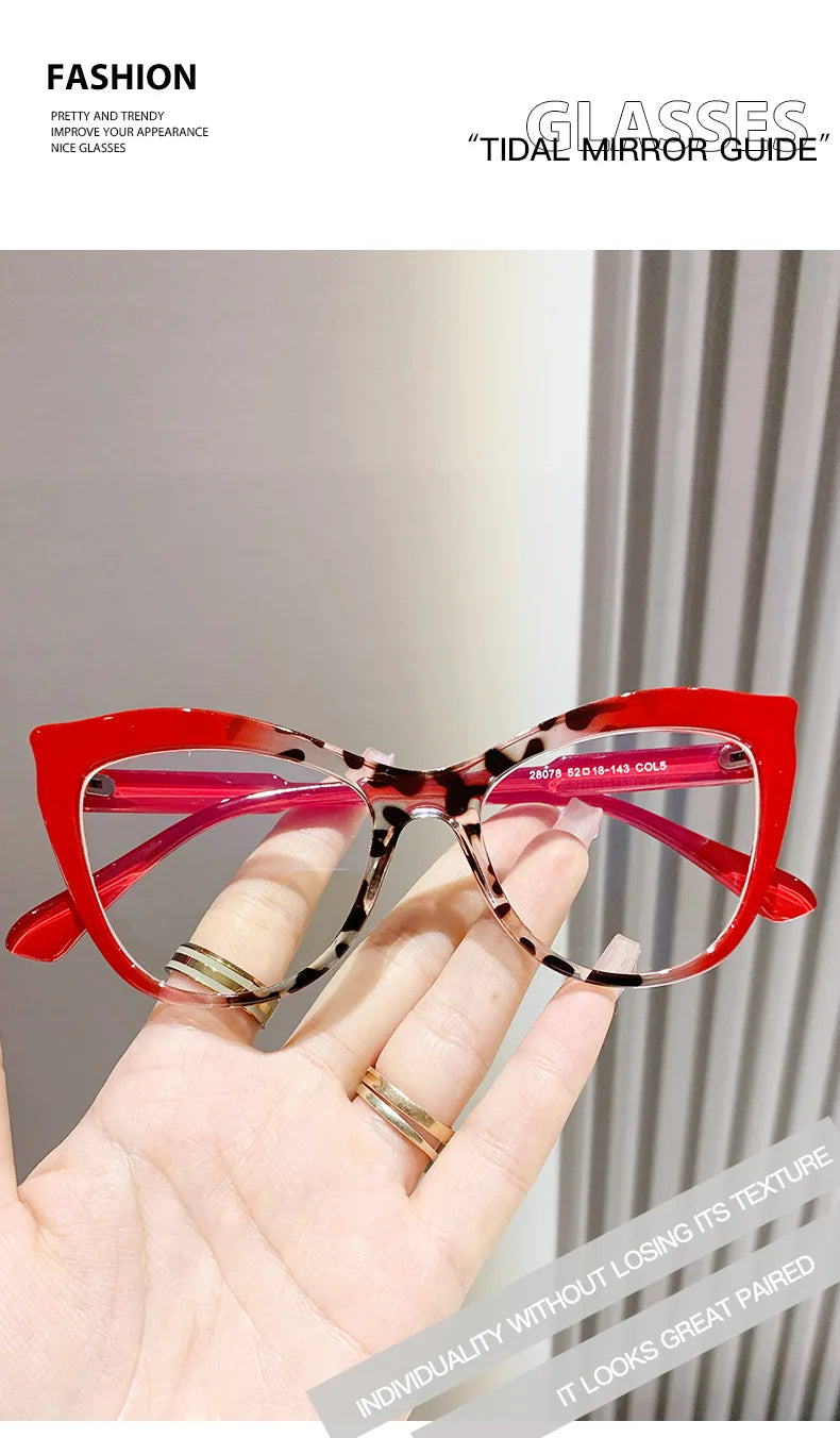 2024 Nova Armação de Óculos de Grau Cat Eye Feminino Moda Gradiente Cor Armação de Óculos Anti Luz Azul Óculos de Computador Presentes