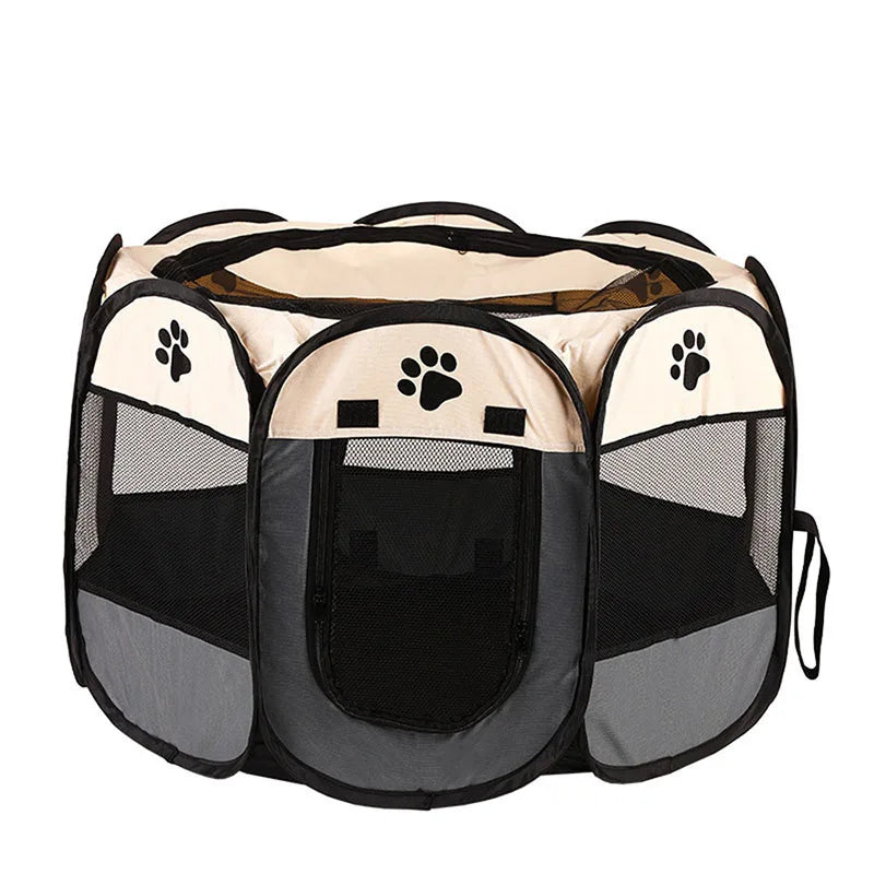 Sala de parto para cães e gatos, gaiola octogonal para animais de estimação, cerca respirável, tenda, tecido Oxford resistente a arranhões, ninho dobrável para cães e gatos