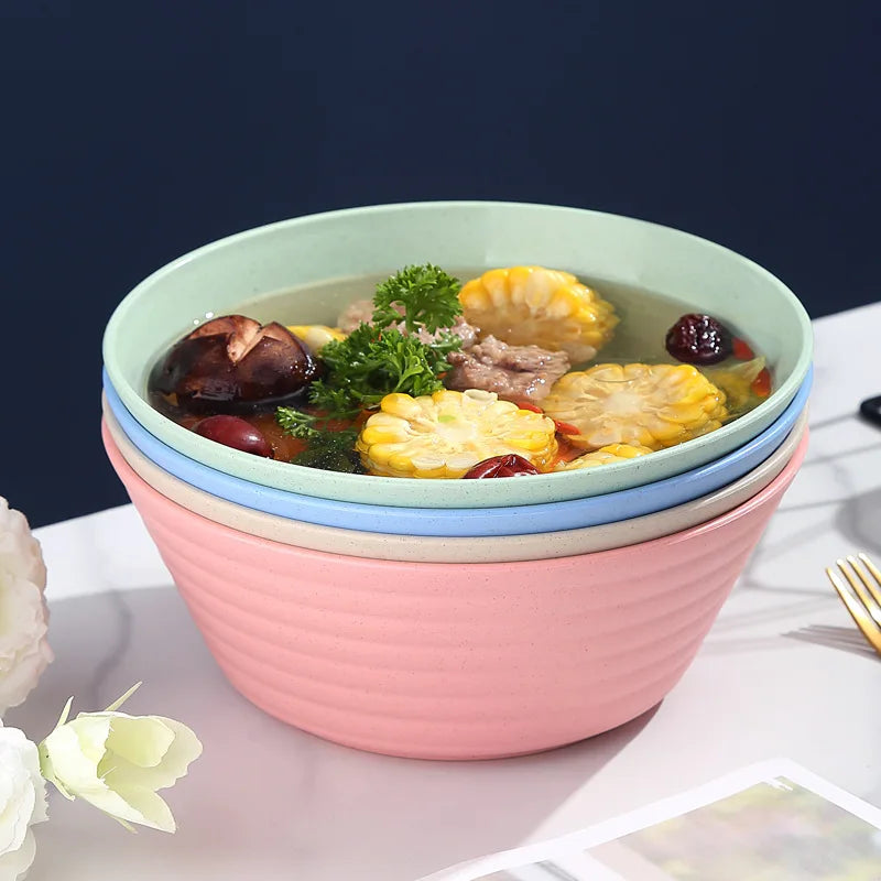 Tigela de sopa de palha de trigo, utensílios de mesa de plástico para micro-ondas, tigelas de salada de frutas, pratos de macarrão para cereais, pratos de jantar, utensílios de cozinha