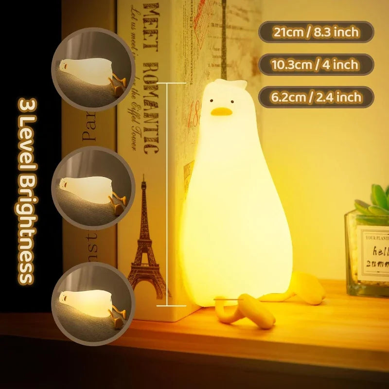 Luz noturna de silicone macio - USB recarregável, controle de toque, lâmpada de cabeceira regulável em 3 níveis para berçário, crianças, bebês e decoração de presentes