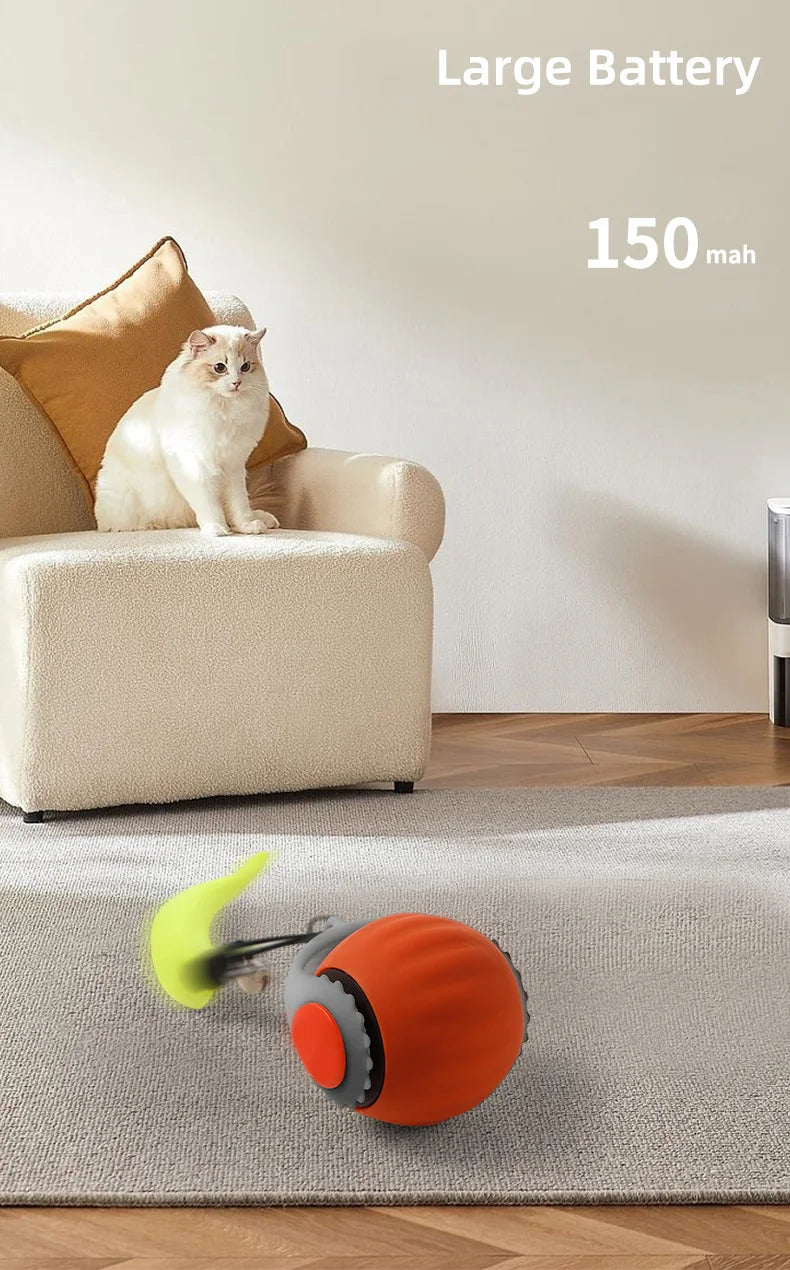 Bola de brinquedo interativa para gatos, bola rolante automática, rabo falso, brinquedo elétrico inteligente recarregável para animais de estimação, treinamento para cães e gatos, imitação de rato
