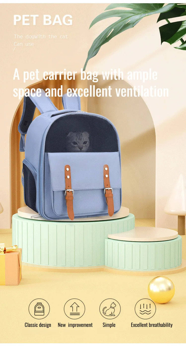 Mochila para gatos de grande capacidade para atividades ao ar livre - Mochila portátil de ombro para animais de estimação, respirável, confortável para viagens/caminhadas, fácil de transportar