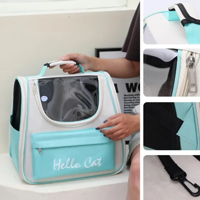 Mochila de transporte para gatos, bolsa de transporte à prova de vento para cães pequenos, bolsa de transporte para gatos, mochila de transporte com almofada