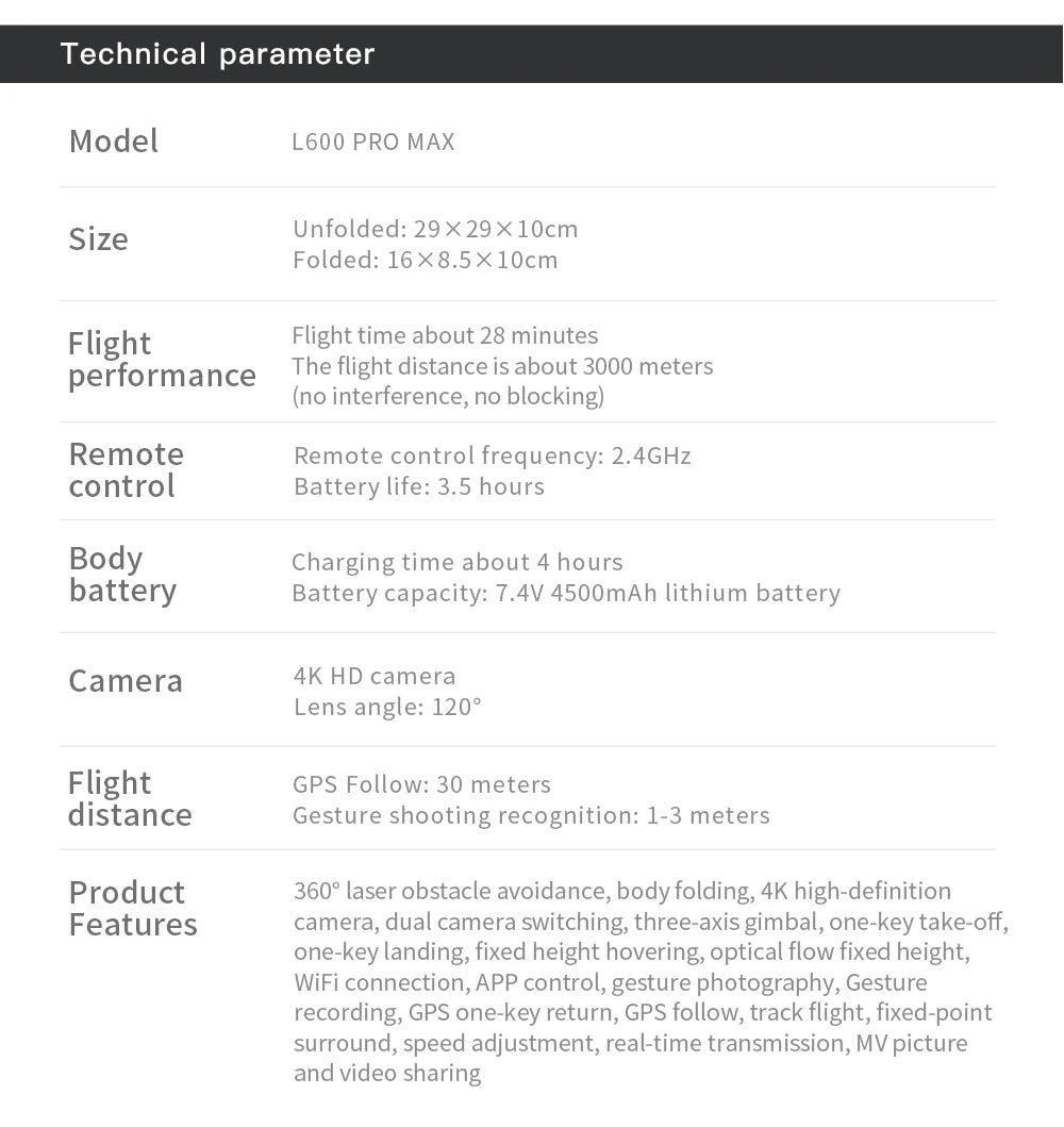 2025 Novo L600 PRO MAX GPS Drone 5KM 4K Profissional HD Câmera Dupla Gimbal de 3 Eixos 360 Evitação de Obstáculos Quadricóptero Sem Escovas Brinquedo