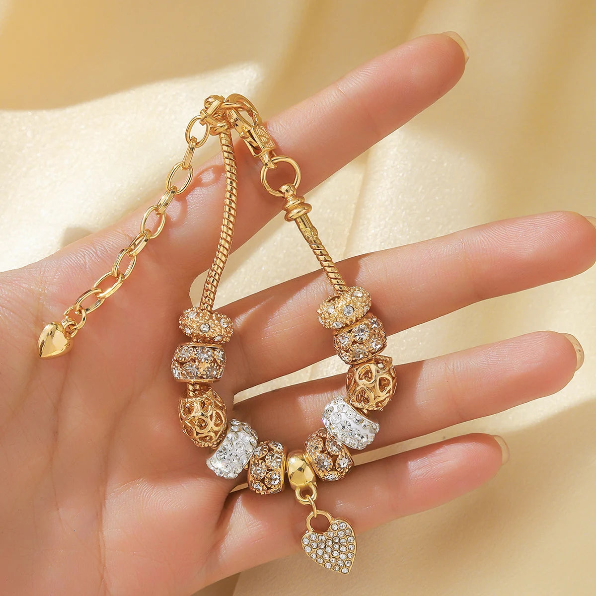 1 Pulseira feminina multi-elementos com contas de amor, pulseira de família, acessórios para festa de uso diário