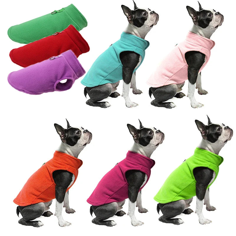 Roupas de inverno quentes de lã para cães, jaqueta macia para animais de estimação, colete com argola em D para filhotes pequenos, casaco para gatos, chihuahua, buldogue francês, fantasia de pug