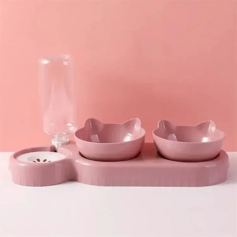 Tigela automática para gatos e animais de estimação, alimentador 3 em 1, tigela para comida de cachorro e gato com bebedouro, tigela dupla com suporte elevado, tigelas para gatos