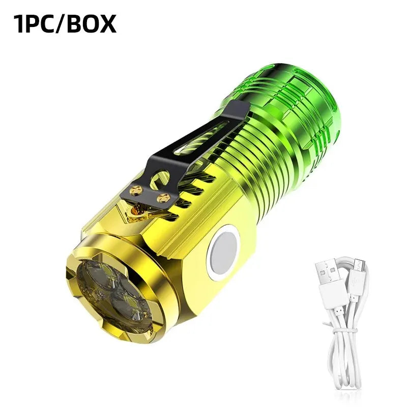 Lanterna LED potente, super brilhante, mini portátil, três olhos, monstro, multifuncional, carregamento magnético, luz portátil para casa e áreas externas