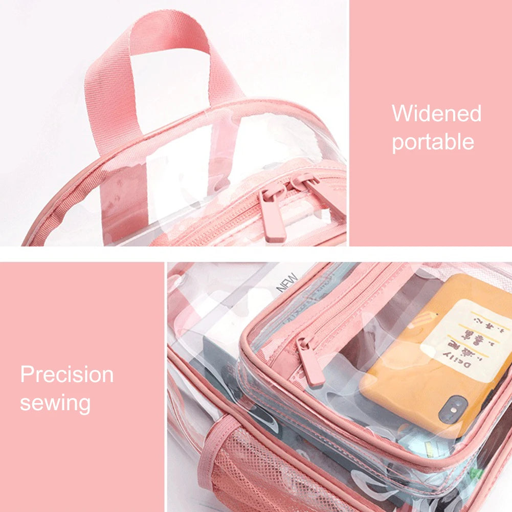 Mochila transparente de PVC para esportes ao ar livre, fitness, casual, viagem, visível, grande capacidade, à prova d'água, alça superior, mochila escolar