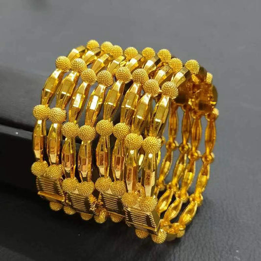 1 peça de pulseiras de luxo vazadas douradas etíopes para noivas, joias indianas para casamento, joias de noivado em Dubai, presentes 24k, novas