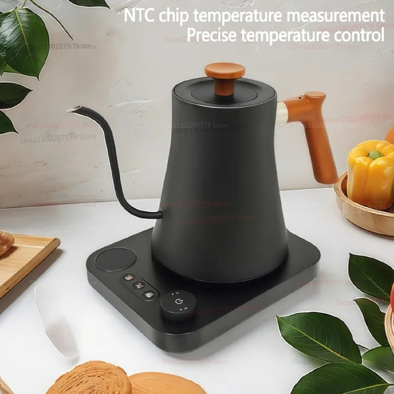 Chaleira elétrica de café coado de 0,9 L, bule de aço inoxidável com controle preciso de fluxo para café preparado à mão e infusão por gotejamento